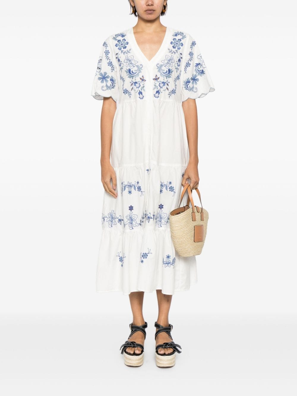 Shop Johnny Was Alegra Embroidered Dress In White