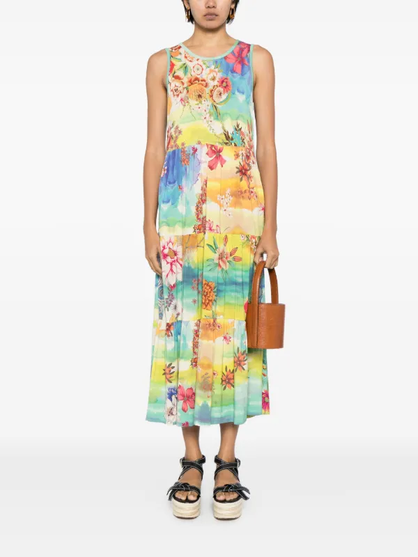 johnny was dresses Dibble Tiered Dress floral print Johnny Was Janie Midi Dress