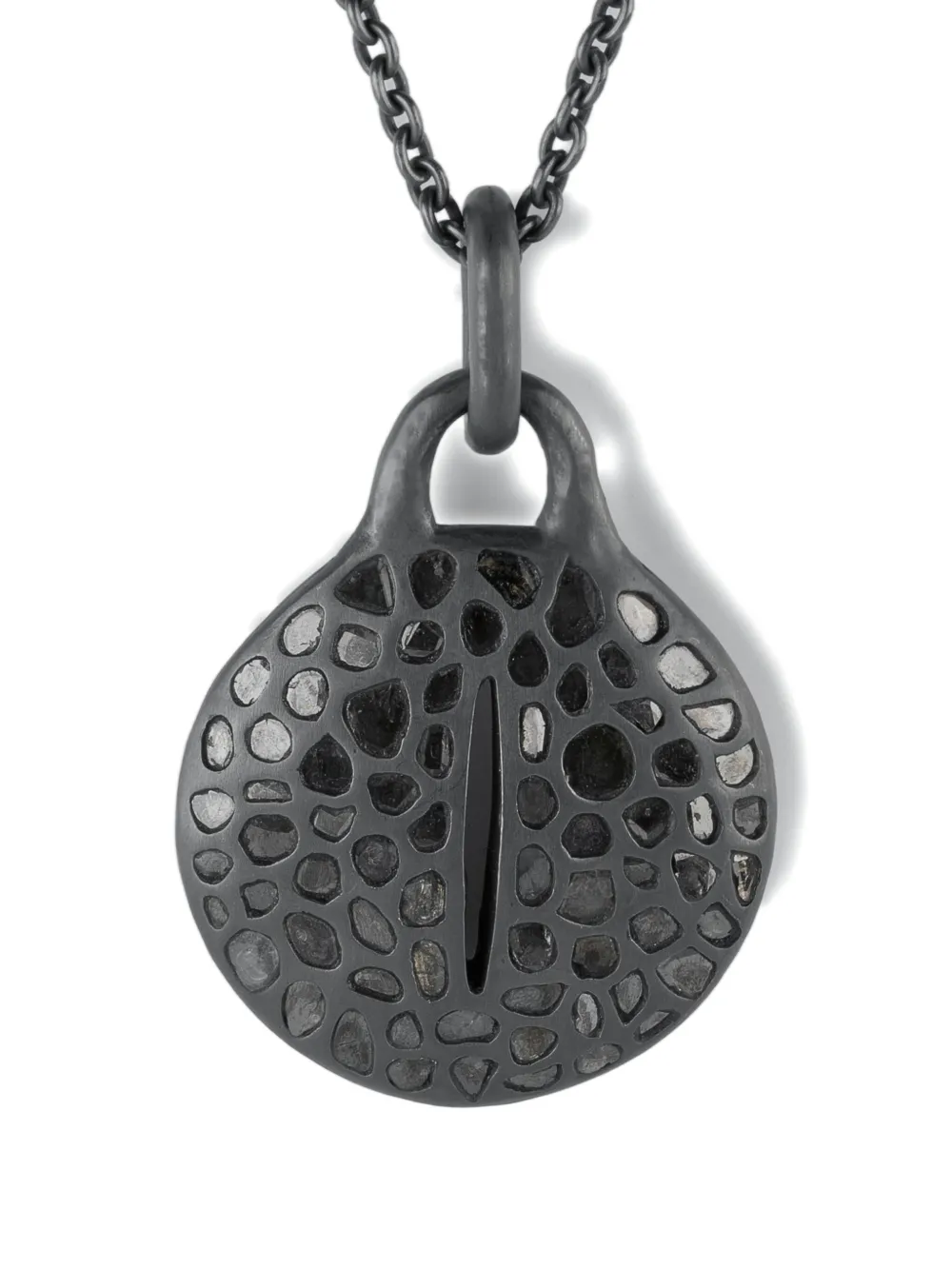 Parts Of Four Sterling Silver Disk Diamond Necklace In Gray