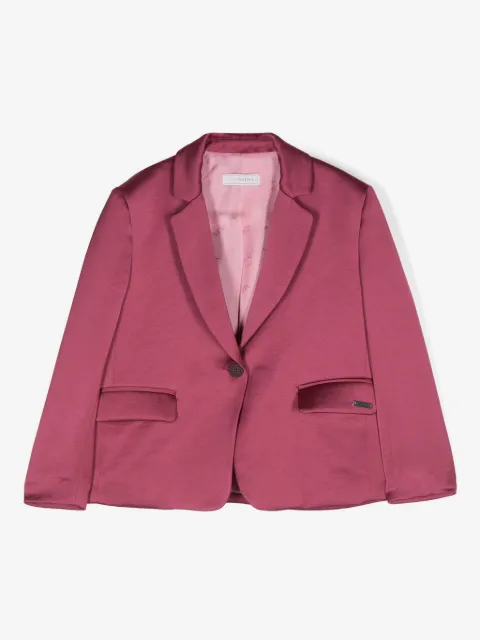 Monnalisa blazer en satin à simple boutonnage