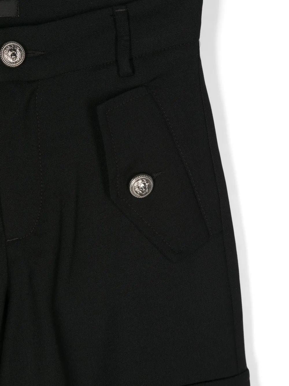 Shop Balmain Virgin-wool Cargo Trousers In Black