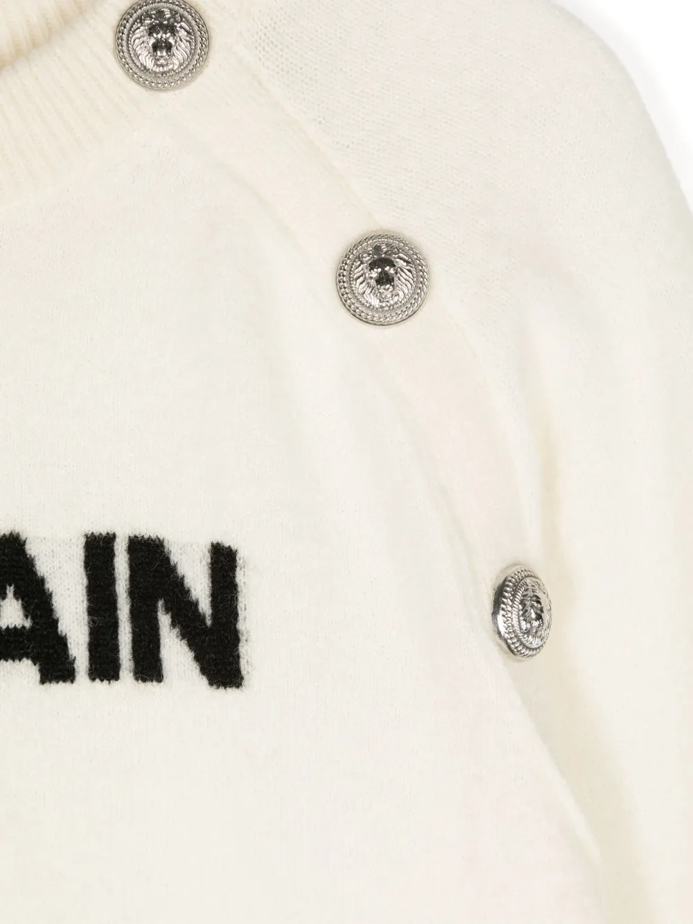 BALMAIN JACQUARD-LOGO KNITTED JUMPER