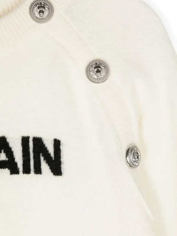 BALMAIN ホワイト タートルネック セーター Balmain Kids ロゴ ニットセーター | ホワイト | FARFETCH JP
