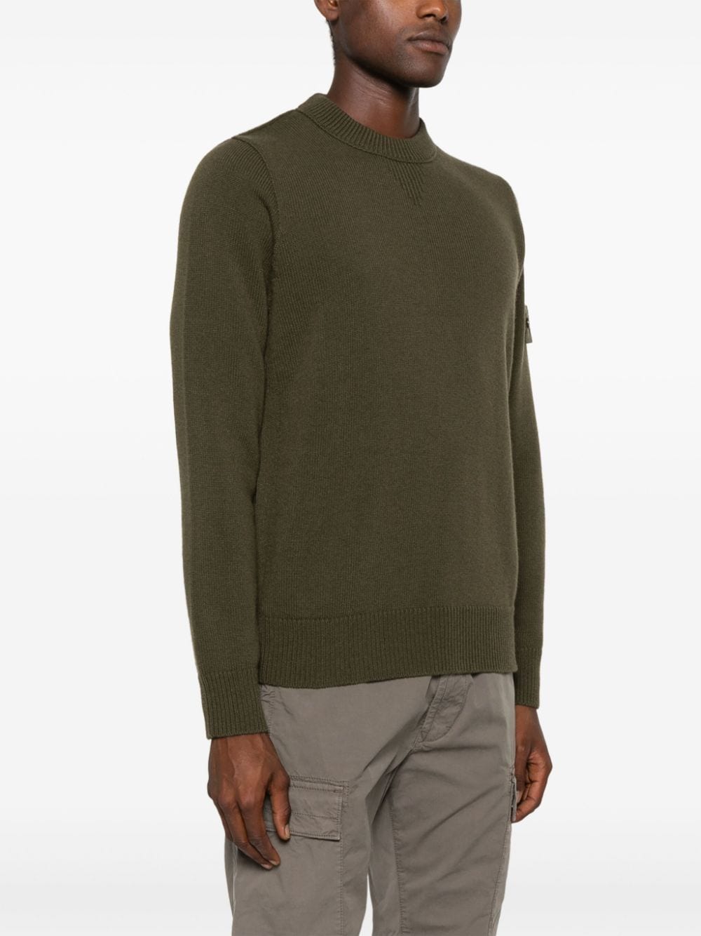 Shop Stone Island Compass-badge Wool Jumper In Green