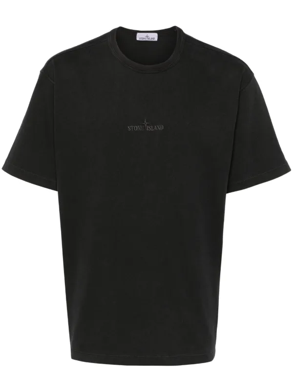 Stone Island logo-embroidered Cotton T-shirt | Black | FARFETCH