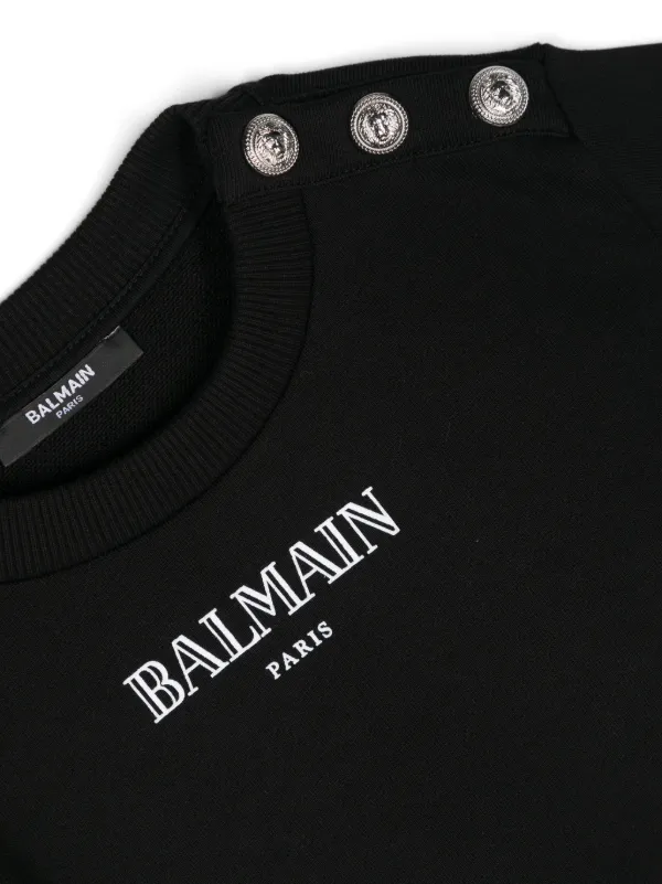 【新品タグ付き大人OK】BALMAIN バルマン スウェットキッズ 13Y Balmain Kids logo-print Cotton Sweatshirt | Black | FARFETCH