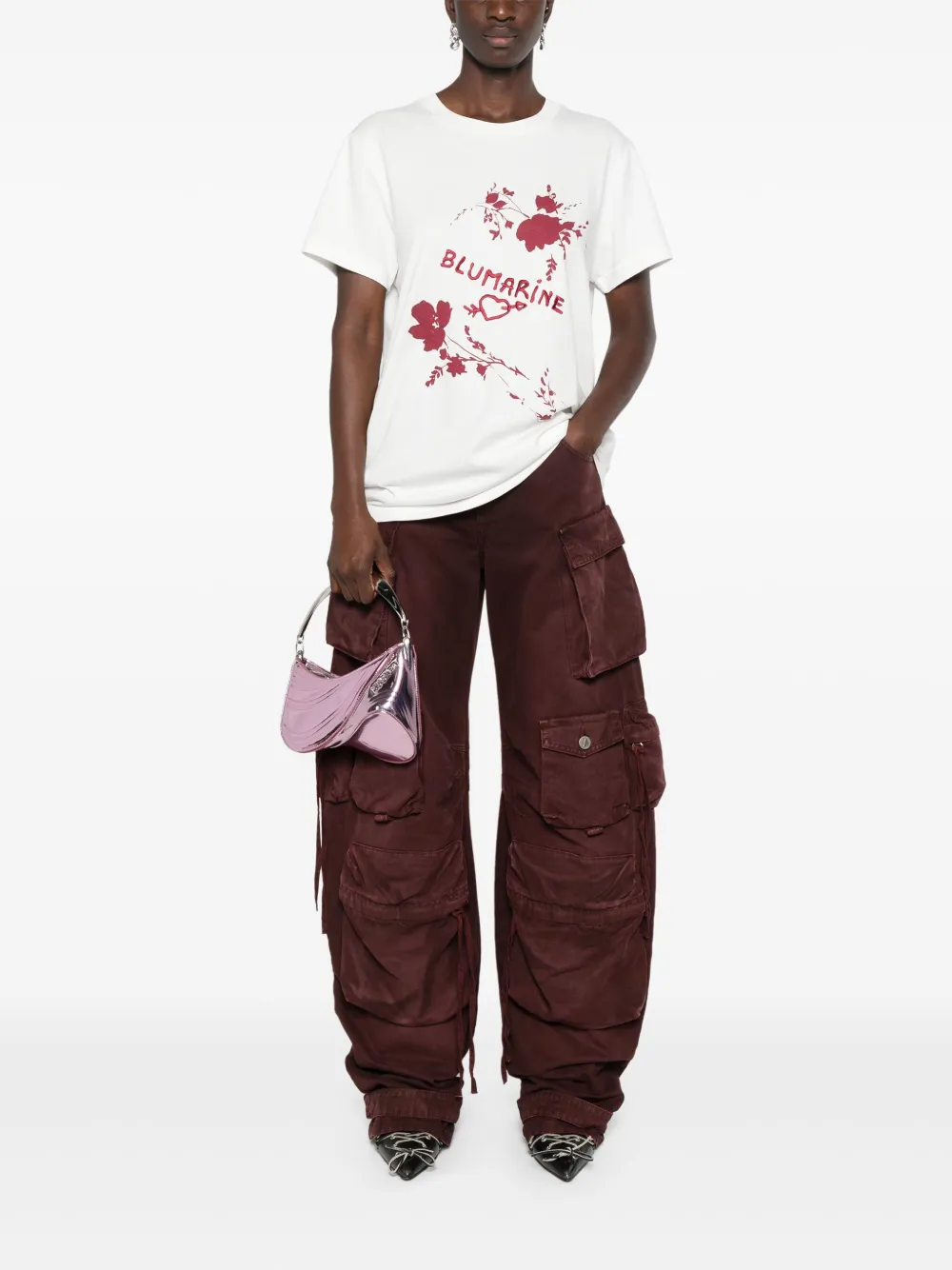 Blumarine T-shirt met geborduurd logo - Wit