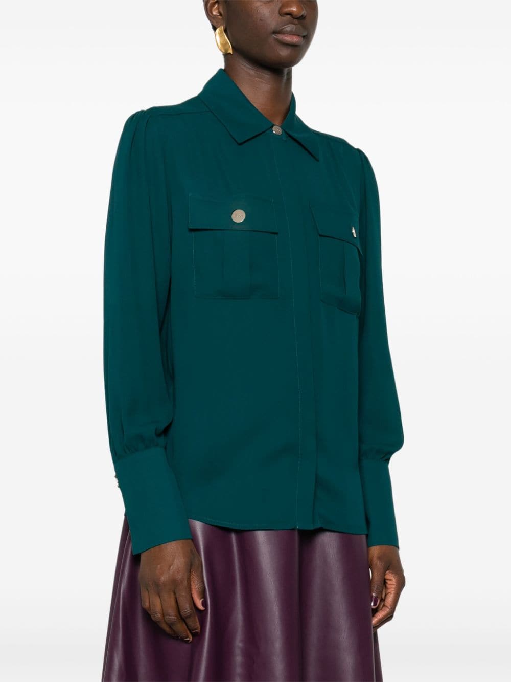 Shop Liu •jo Georgette Shirt In Green