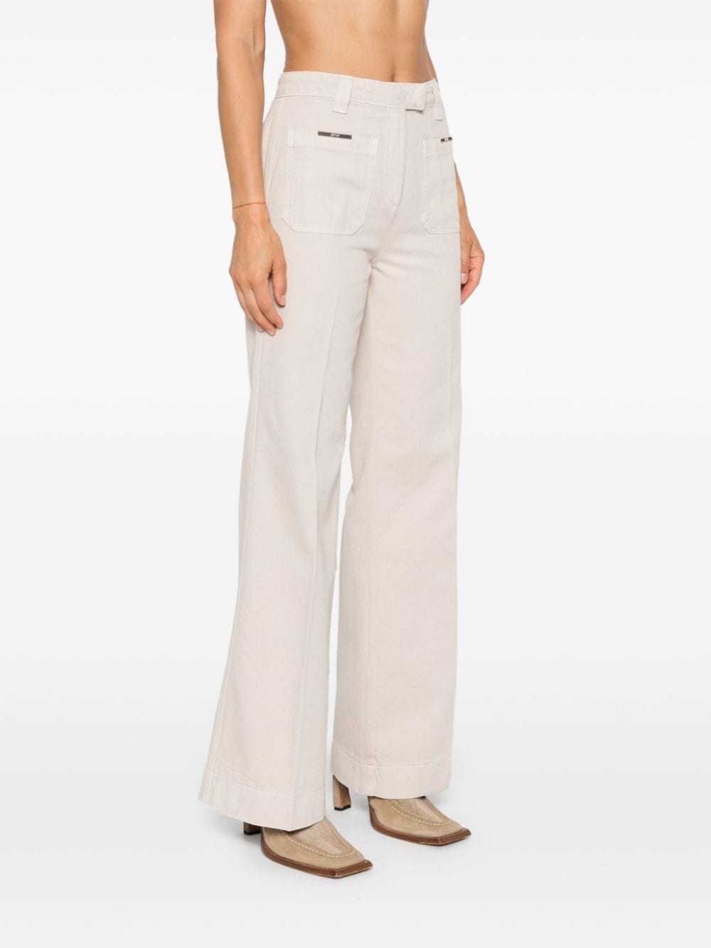 Shop Liu •jo Cotton Straigh-leg Trousers In Neutrals