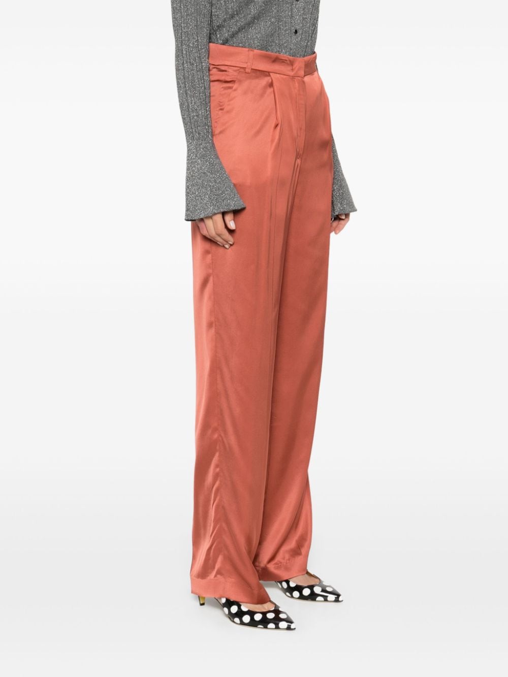 Shop Liu •jo Satin Trousers In Orange