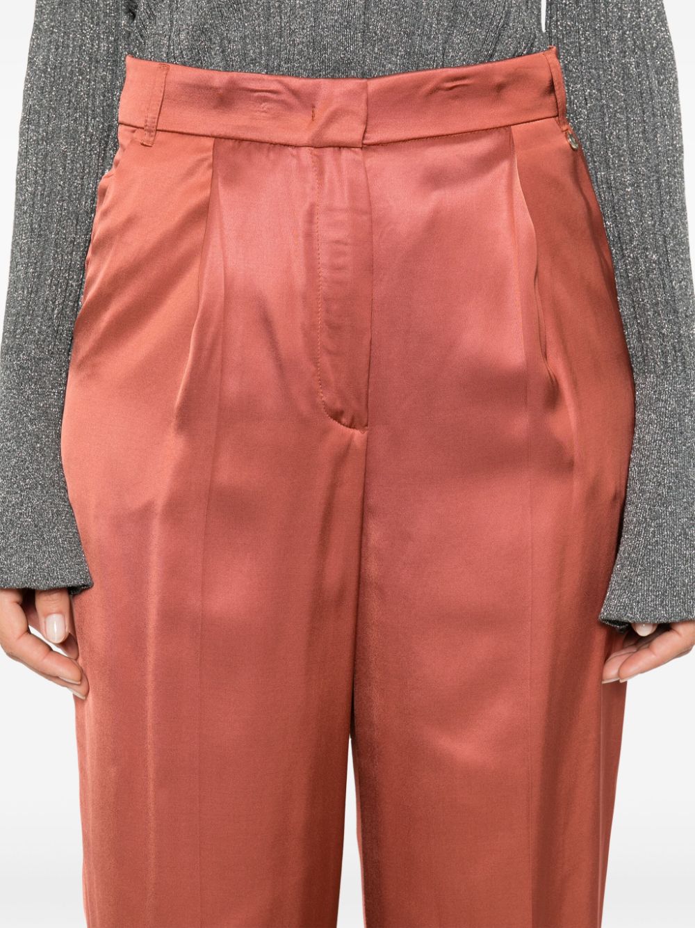 Shop Liu •jo Satin Trousers In Orange