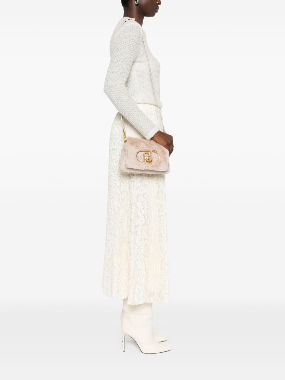 Shop Liu •jo Lapuffy Cross Body Bag In Neutrals