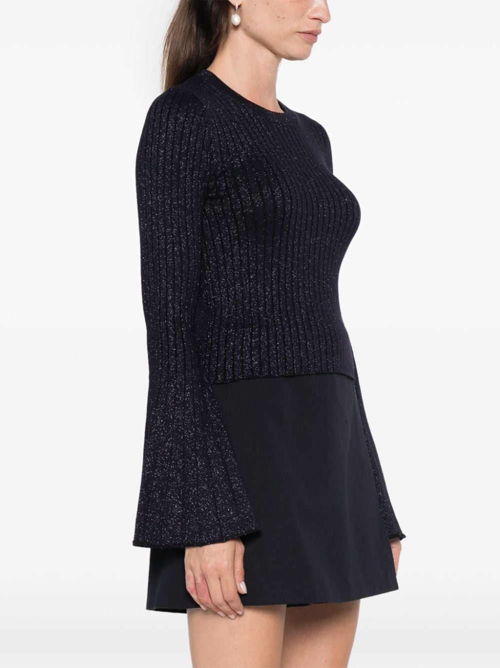 Shop Liu •jo Lurex-detail Sweater In Blue