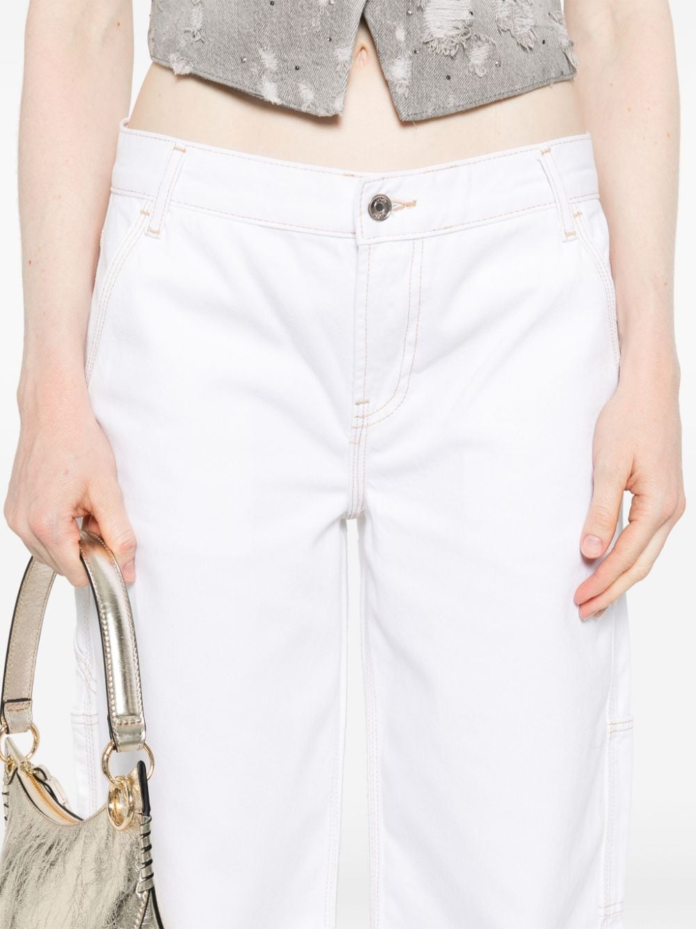 Shop Liu •jo Low-rise Flared Jeans In White