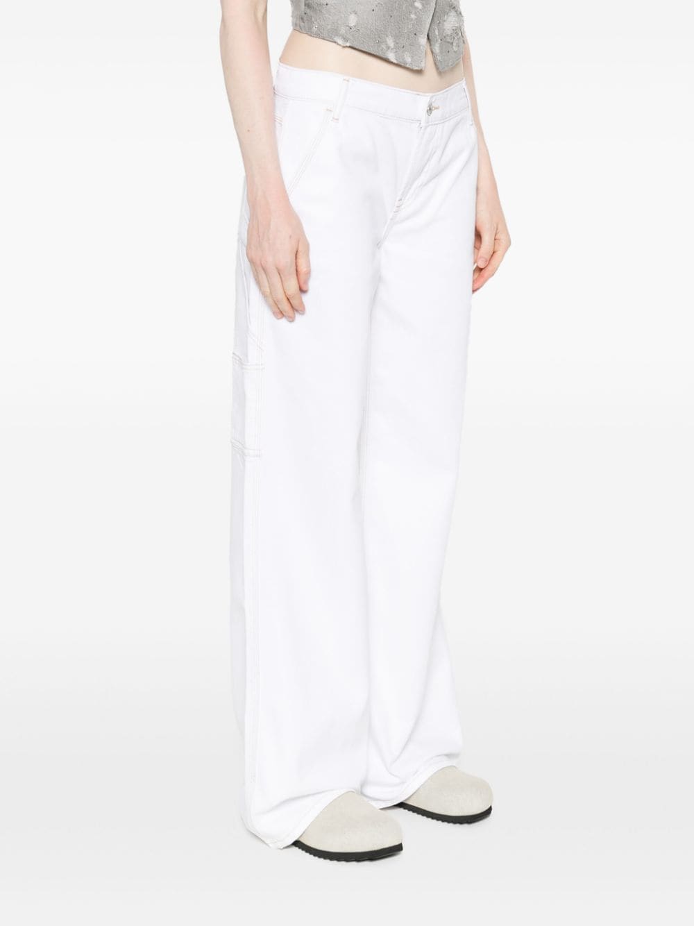 Shop Liu •jo Low-rise Flared Jeans In White