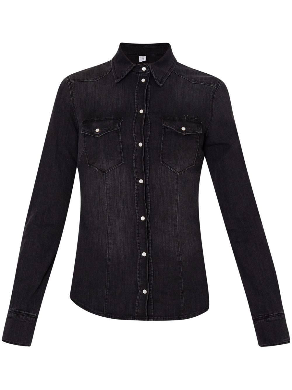 Liu •jo Long Sleeve Denim Shirt In Black