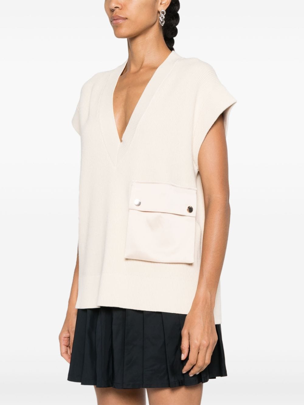 Shop Liu •jo Knitted Vest In Neutrals