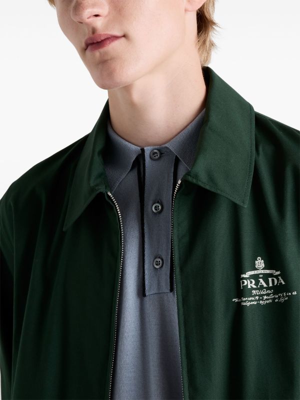 Prada Logo Print Zip Jacket | Green | FARFETCH