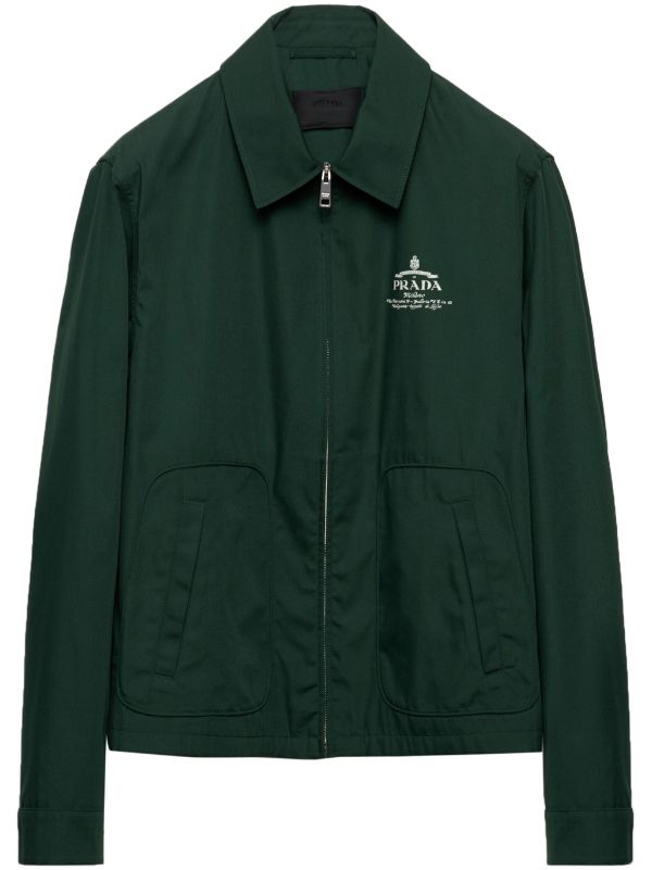 Prada Logo Print Zip Jacket | Green | FARFETCH