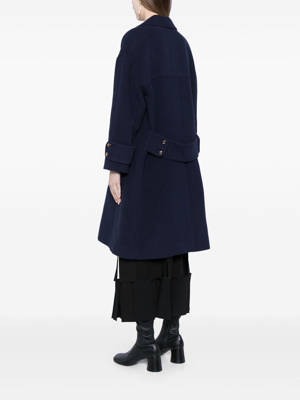 Affordable HOT SALE CHANEL 1988 double-breasted knee-length coat Women