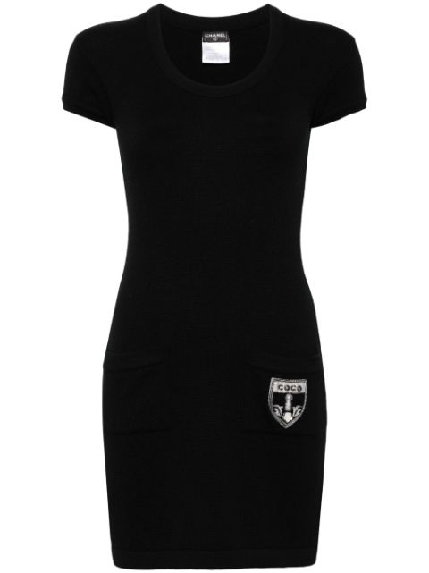 HOT SALE CHANEL 2007 appliqued knitted cashmere minidress Women