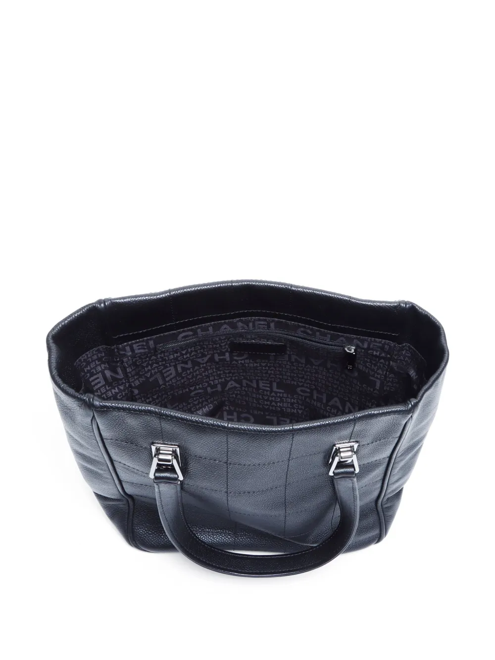 Pre-owned Chanel 2003-2004 Choco Bar Tote Bag In Black