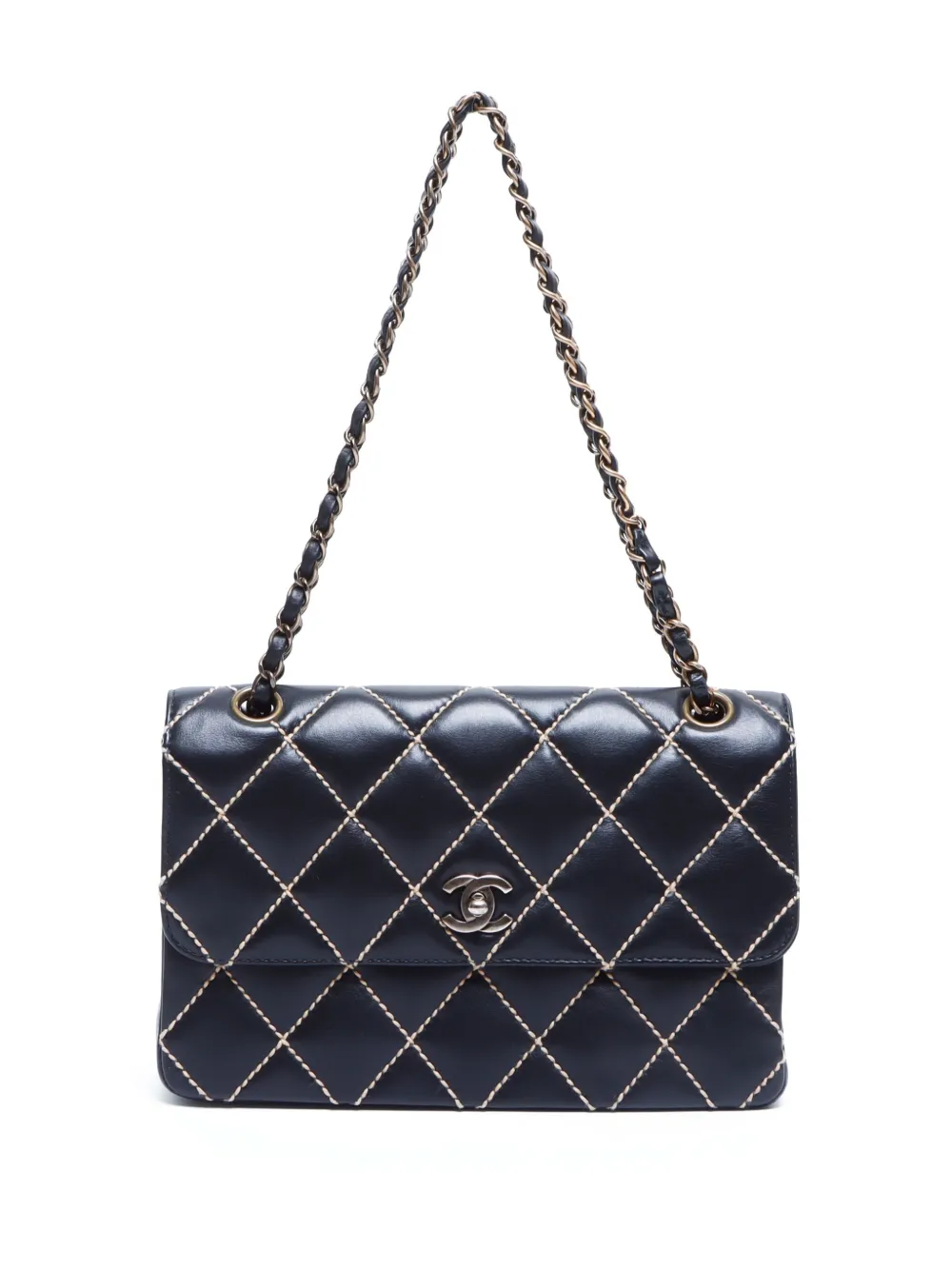 Pre-owned Chanel 2000-2002 Wild Stitch Shoulder Bag In Black
