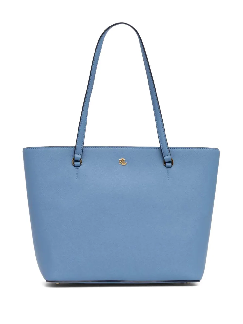 Ralph Lauren Karly Crosshatch Leather Large Tote In Blau