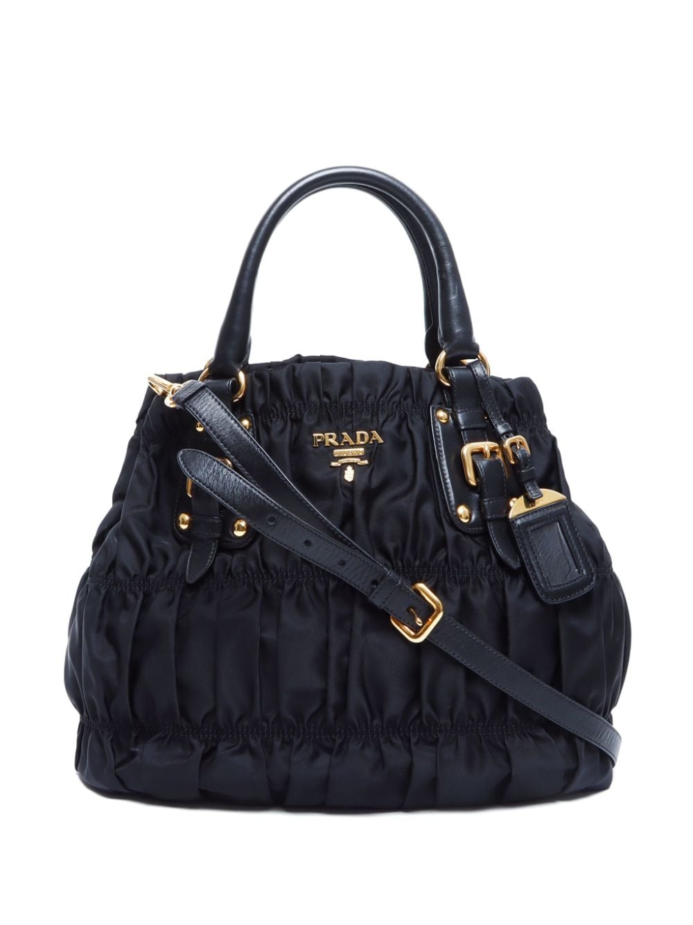 Pre-owned Prada Gaufre Leather Tote Bag In Black