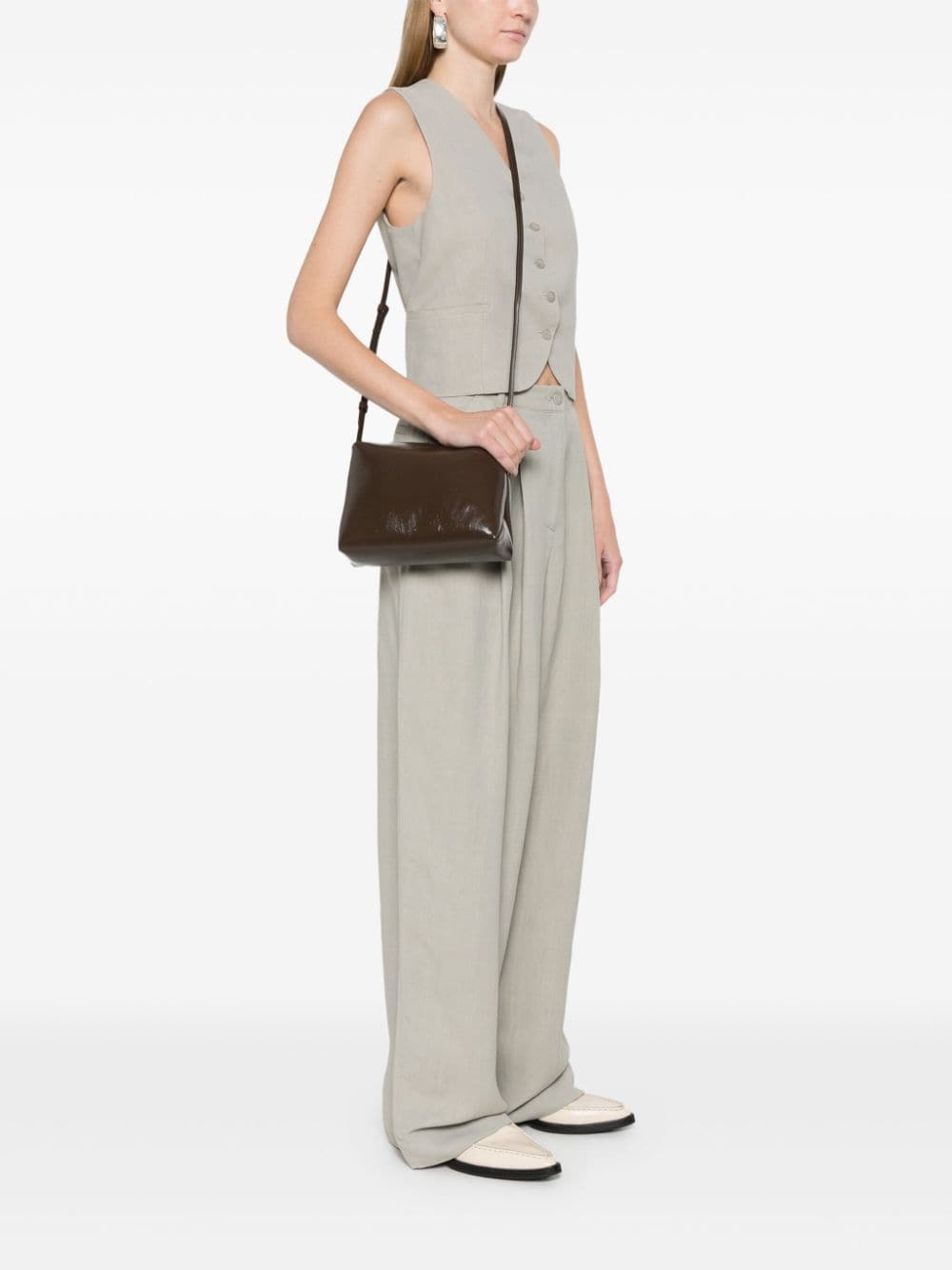 Shop Khaite The Lina Cross Body Bag In Brown