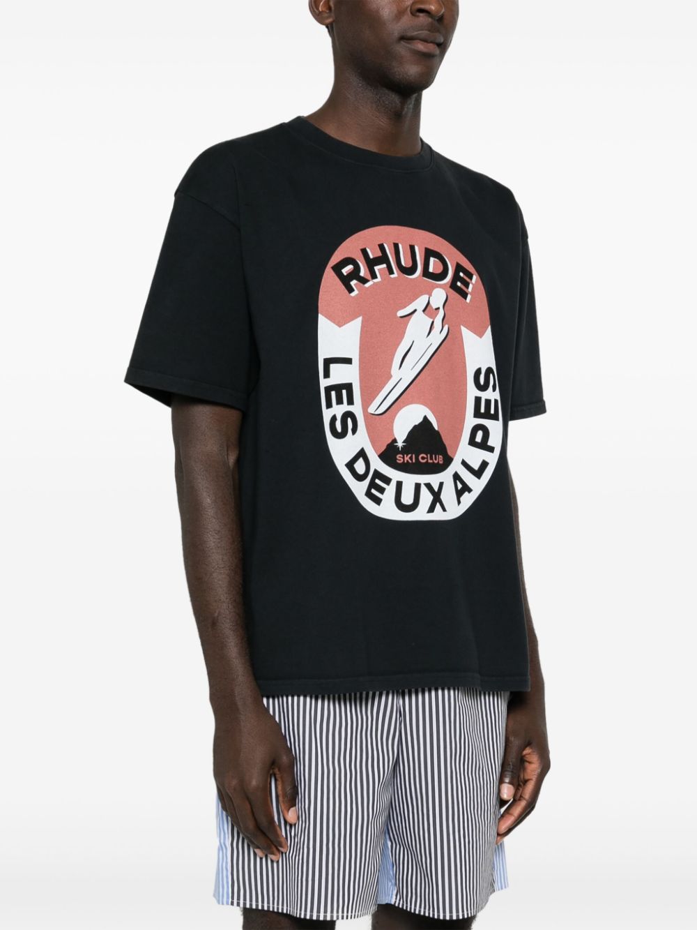 Shop Rhude Logo-print Cotton T-shirt In Black