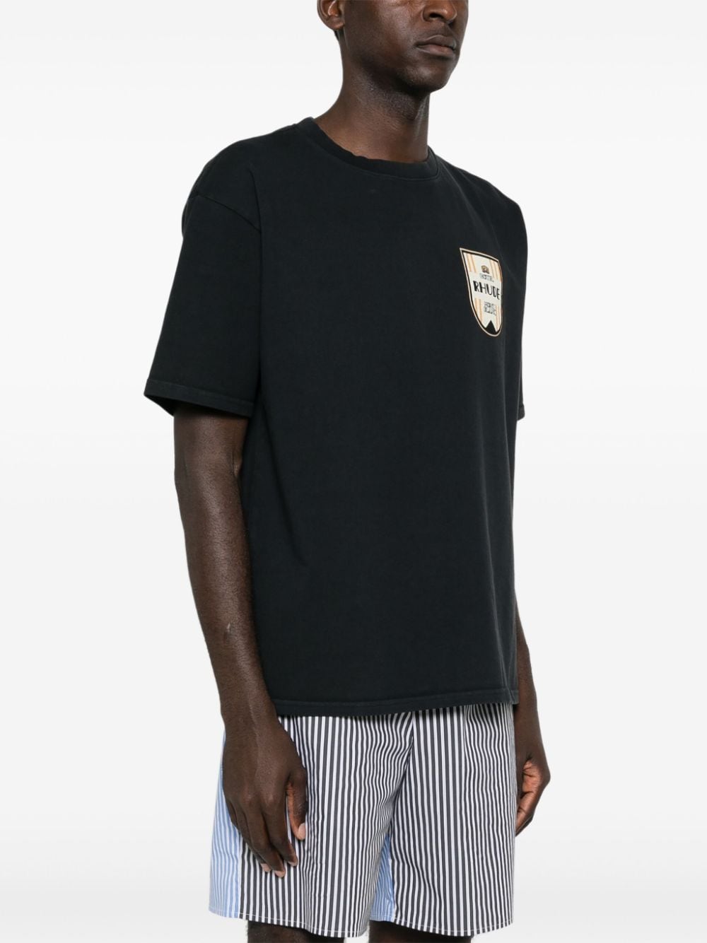 Shop Rhude Logo-print Cotton T-shirt In Black