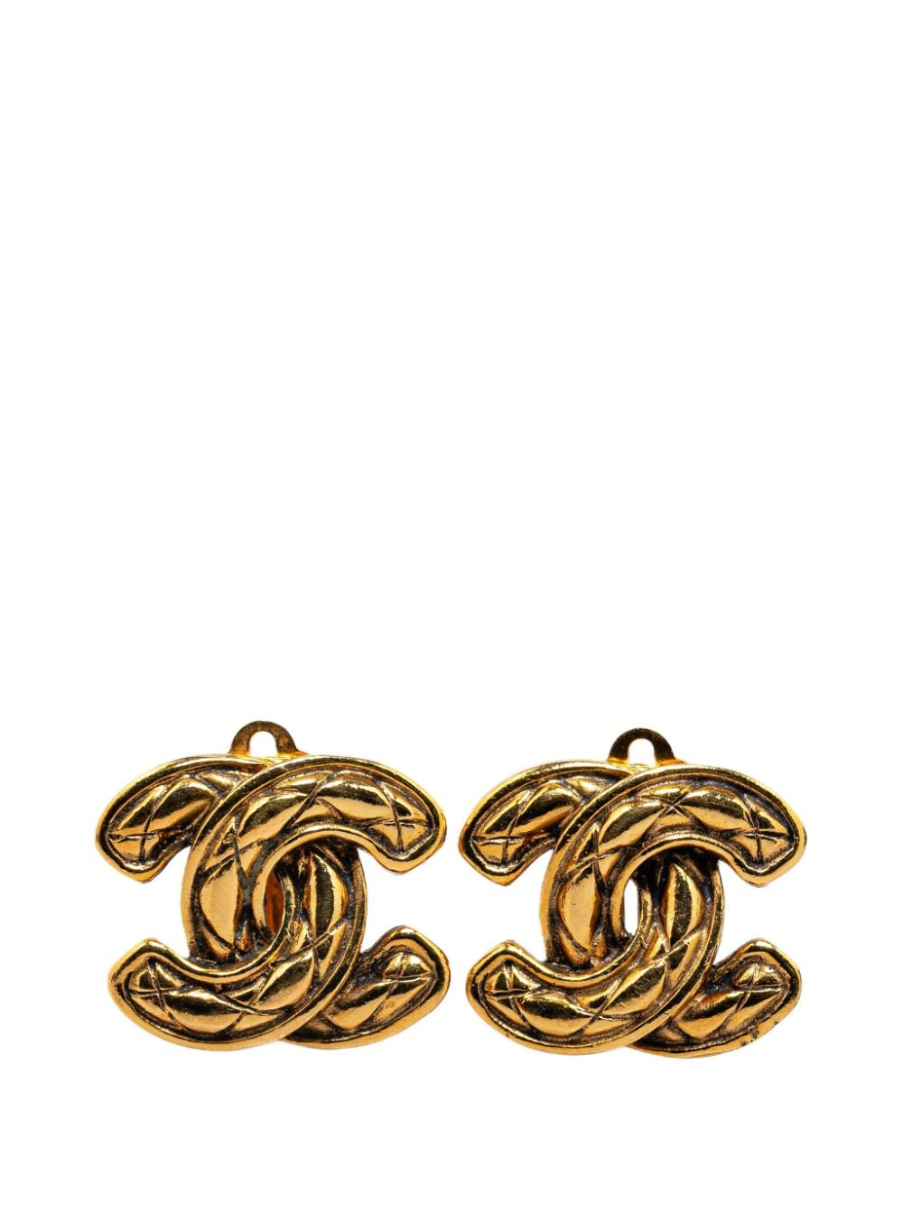 CHANEL Pre-Owned 1970-1980 CC Quilted Clip On costume earrings - Oro