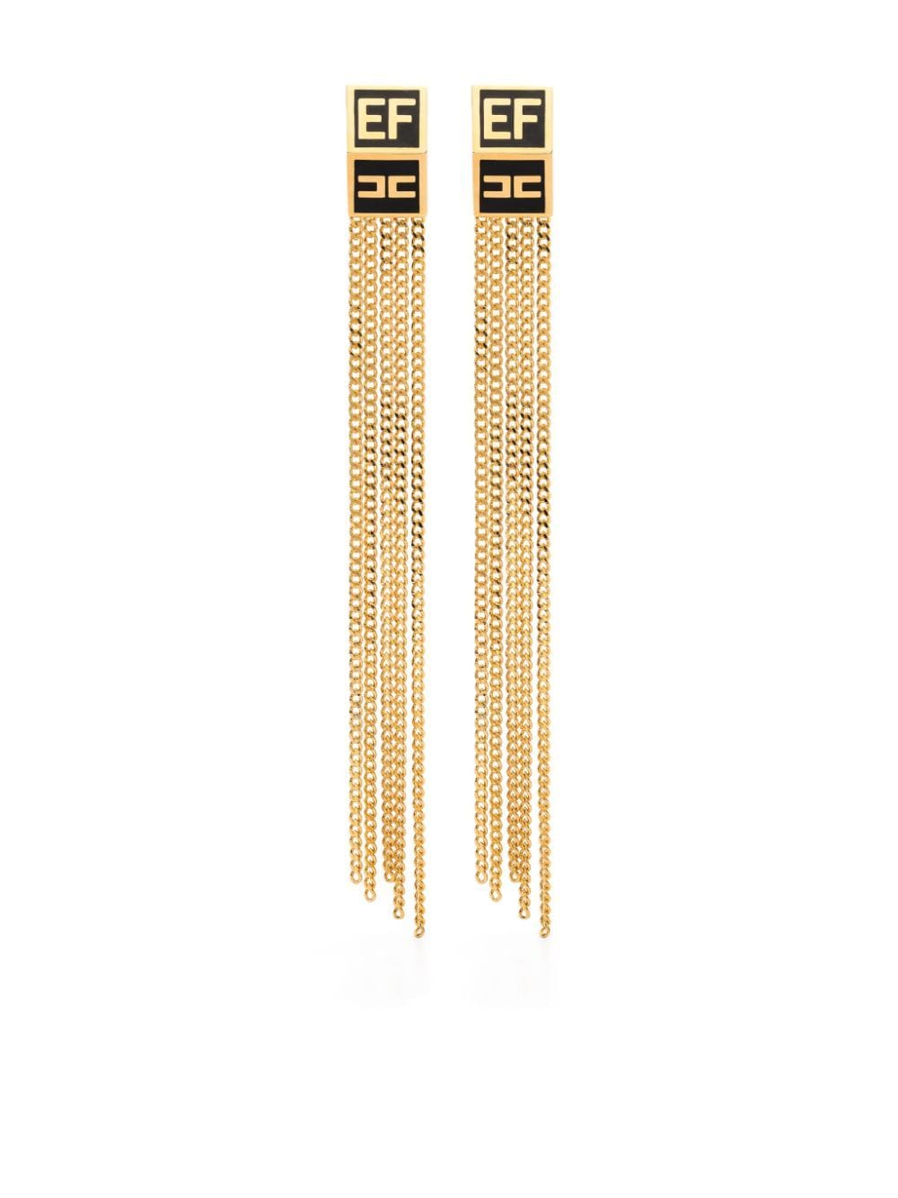 Elisabetta Franchi Logo-stud Dangle Earrings In Gold