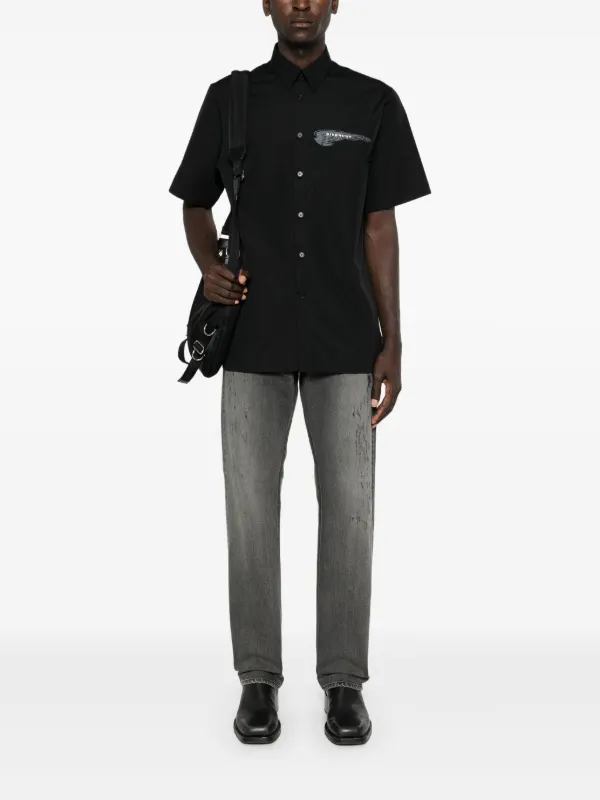 Givenchy logo-plaque Distressed Straight Jeans | Grey