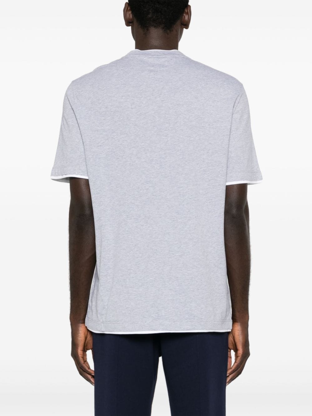 Shop Brunello Cucinelli Layered Cotton T-shirt In Grey