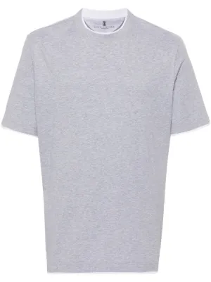 Brunello Cucinelli faux-layered Cotton T-shirt | Grey | FARFETCH