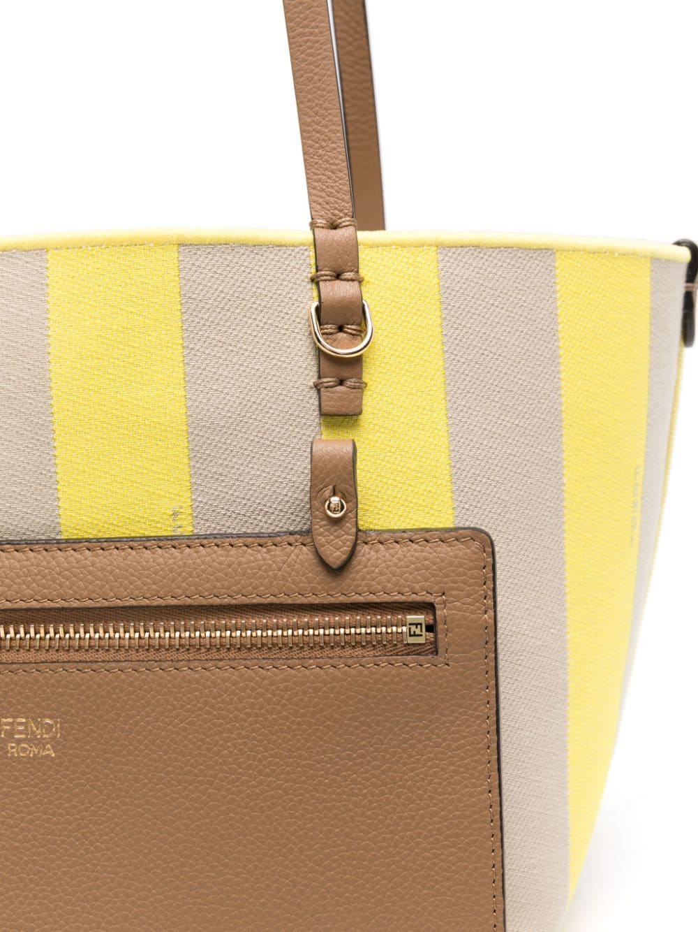 Shop Fendi Small Roll Cotton Tote Bag In Yellow