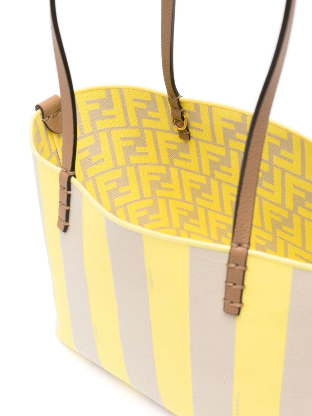 Shop Fendi Small Roll Cotton Tote Bag In Yellow