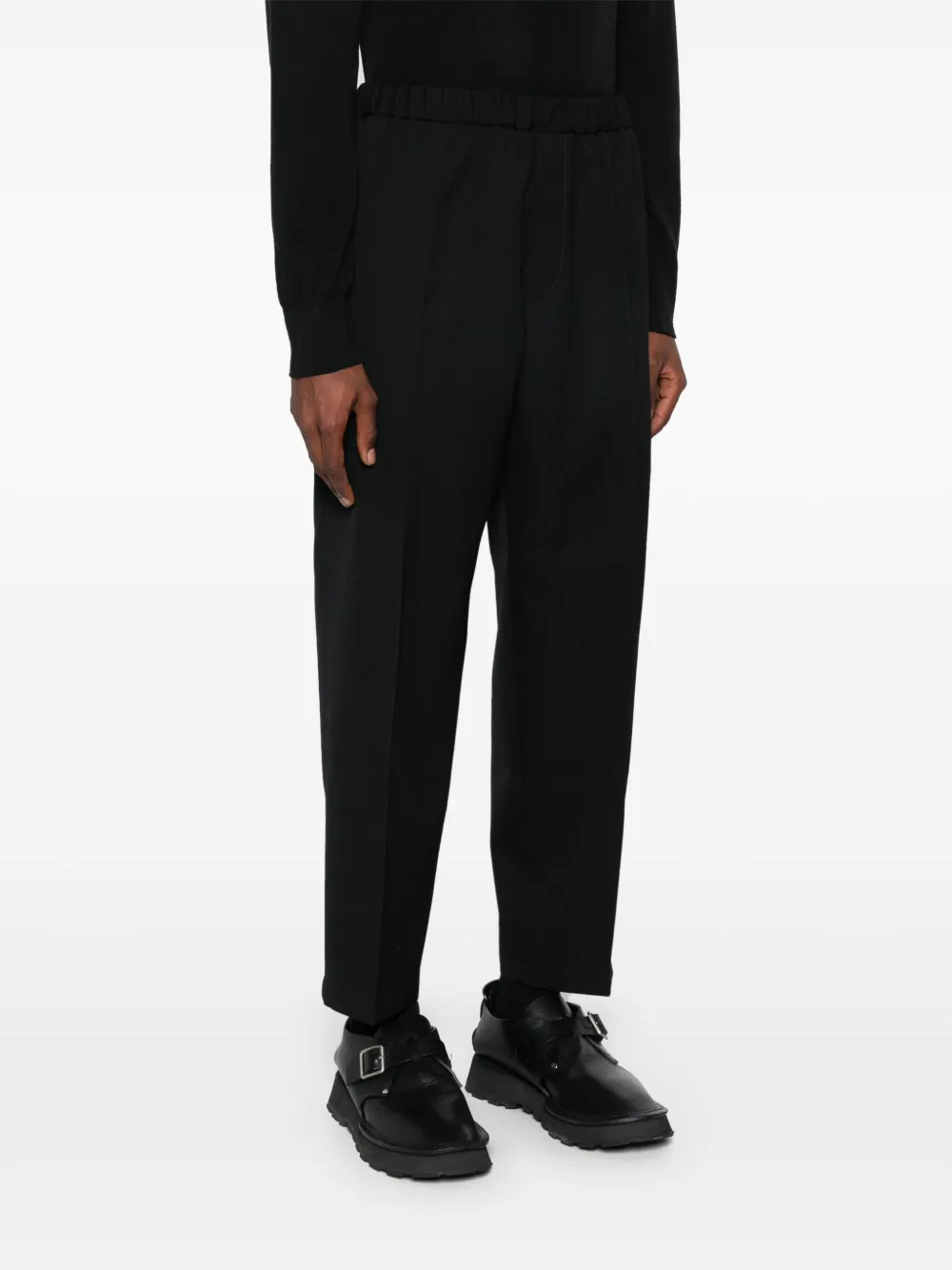 Jil Sander Broek met toelopende pijpen Zwart