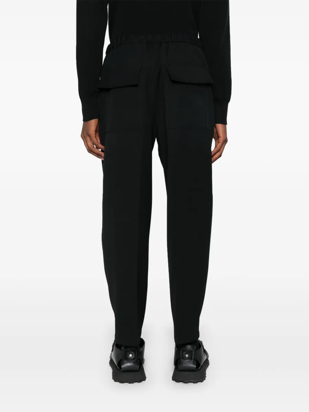 Jil Sander Broek met toelopende pijpen Zwart
