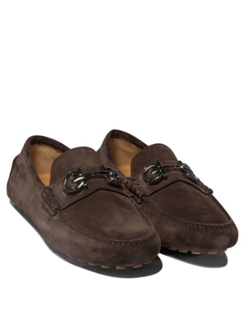 Gancini suede loafers