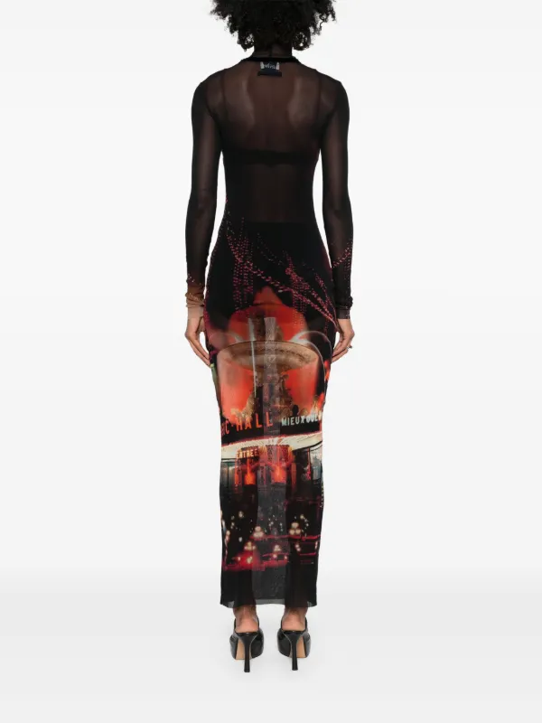 ワンピース JeanPaul GAULTIER SS25 Tulle dress (2534FRO390T587 000203) JEAN PAUL GAULTIER Paneled tulle maxi dress | NET-A-PORTER