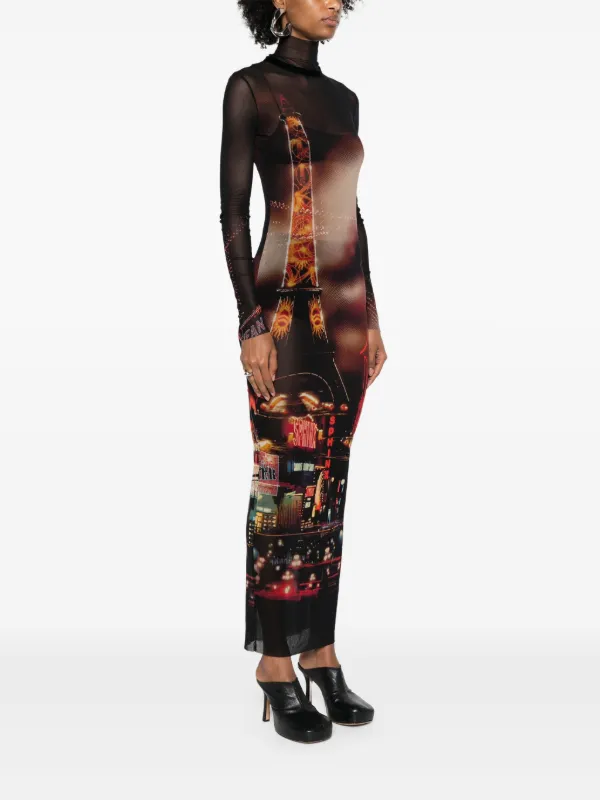 ワンピース JEAN PAUL GAULTIER Tulle dress Multicolor Jean Paul Gaultier Papillon Printed Lace-up Tulle Maxi Dress