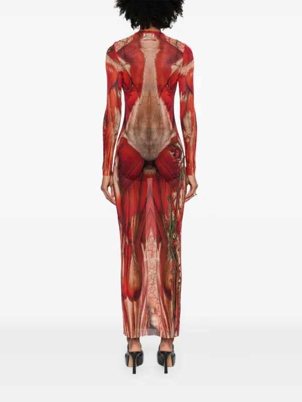 Jean Paul Gaultier Écorchéプリント チュールマキシドレス Jean Paul Gaultier Écorchéプリント チュールマキシドレス