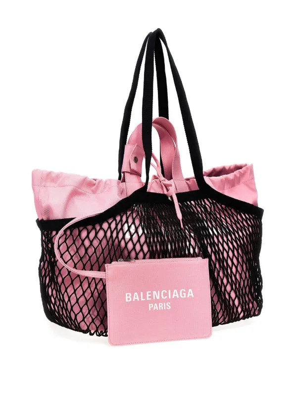 Balenciaga large 24 7 layered mesh tote bag women Polyamide OS Pink