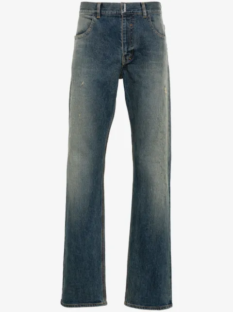 Givenchy logo-plaque distressed straight jeans