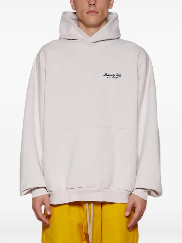 BALENCIAGA フーディ ホワイト BALENCIAGA - BALENCIAGA BACK ジップアップ フーディー