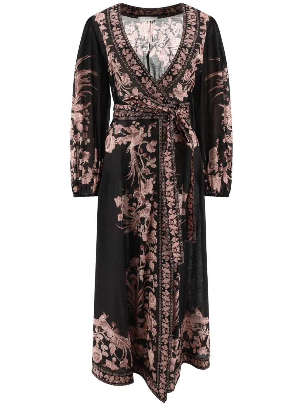 ZIMMERMANN FLORAL-PRINT WRAPAROUND MIDI DRESS