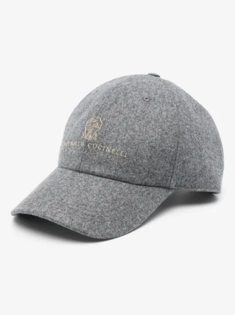 Brunello Cucinelli logo-embroidered mélange cap